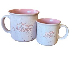 Rosemary Lane Mama and Bebe Pink and White Ceramic Mug Set